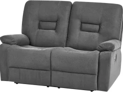 Set da salotto con poltrona reclinabile manuale 4 posti BERGEN Tessuto Grigio grafite