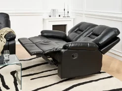 Set da salotto con poltrona reclinabile manuale 6 posti BERGEN Pelle sintetica Nero