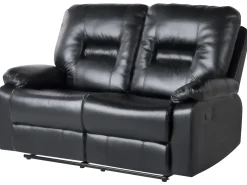 Set da salotto con poltrona reclinabile manuale 6 posti BERGEN Pelle sintetica Nero