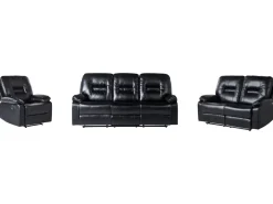 Set da salotto con poltrona reclinabile manuale 6 posti BERGEN Pelle sintetica Nero