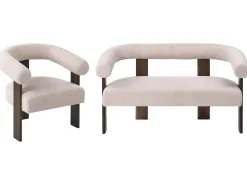 Set da salotto ILBRO Bouclé Marrone scuro/Beige