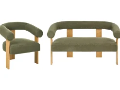 Set da salotto ILBRO Bouclé Verde/Marrone chiaro