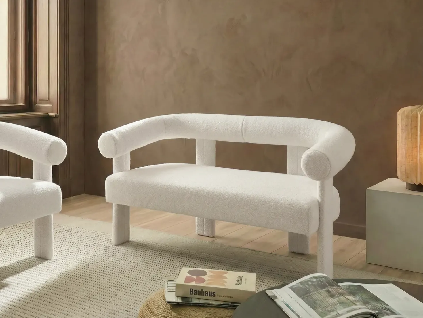 Set da salotto ILBRO Bouclé Bianco sporco