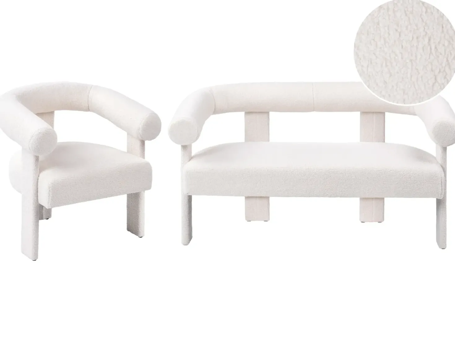 Set da salotto ILBRO Bouclé Bianco sporco