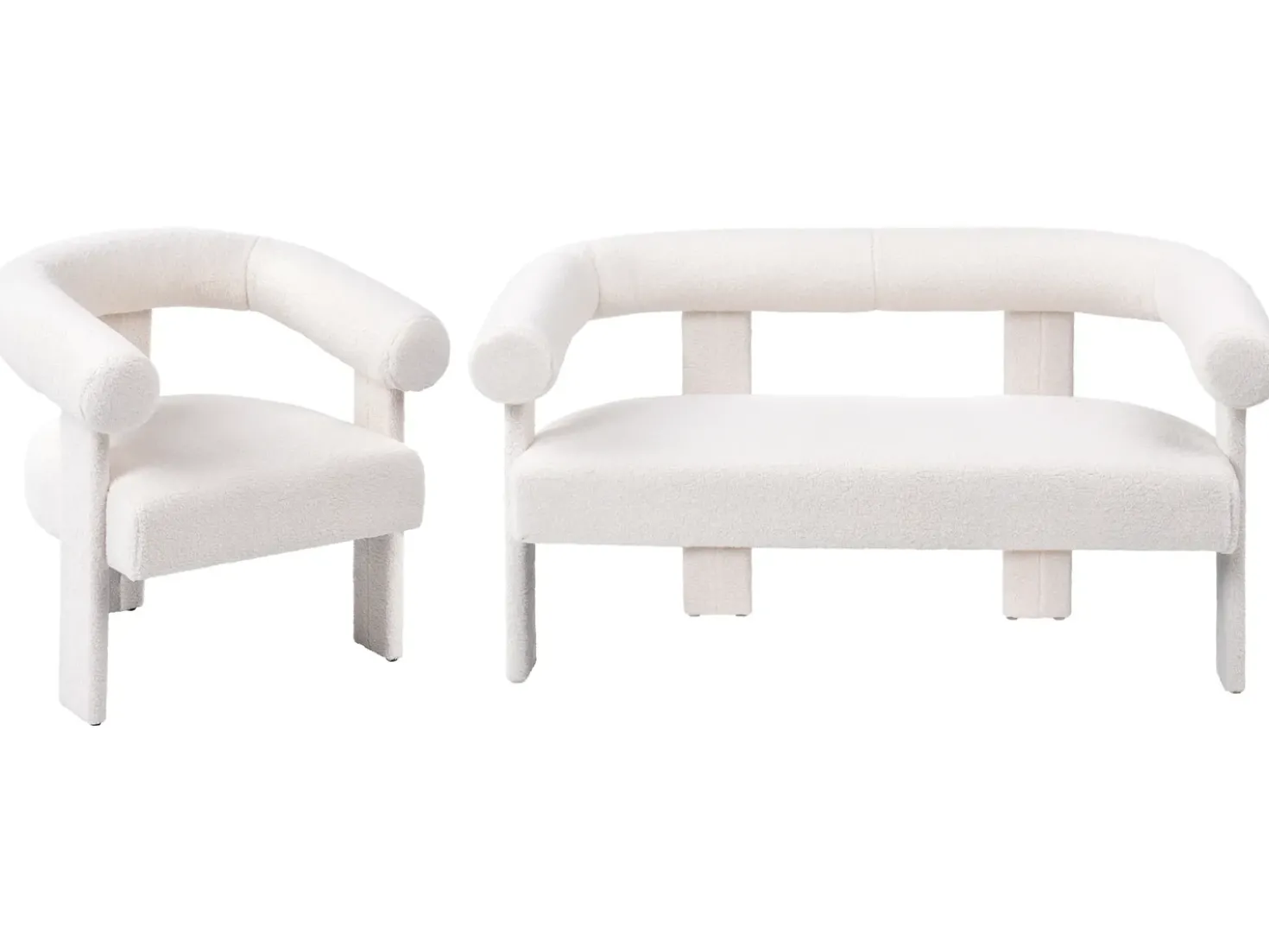 Set da salotto ILBRO Bouclé Bianco sporco