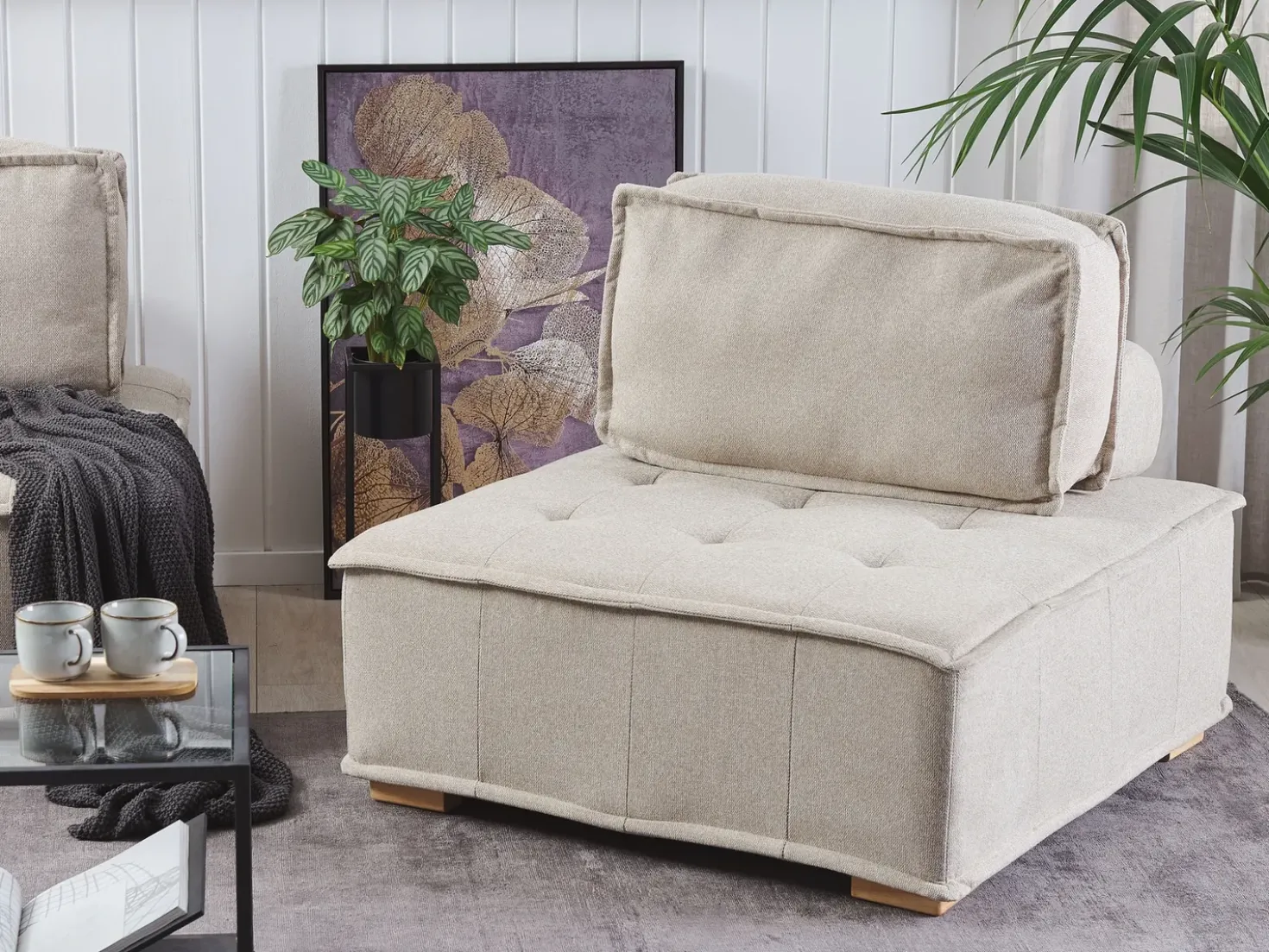 Set da salotto modulare 4 posti TIBRO Tessuto Beige chiaro