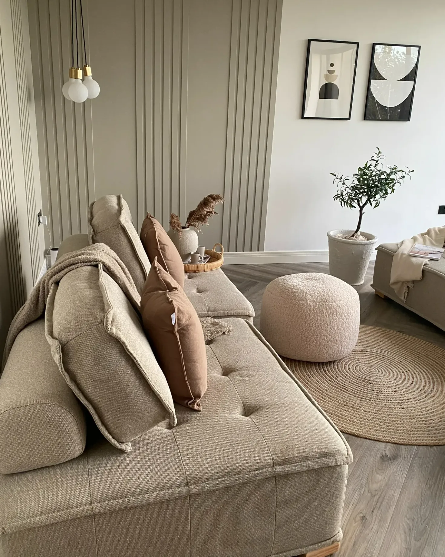 Set da salotto modulare 4 posti TIBRO Tessuto Beige chiaro