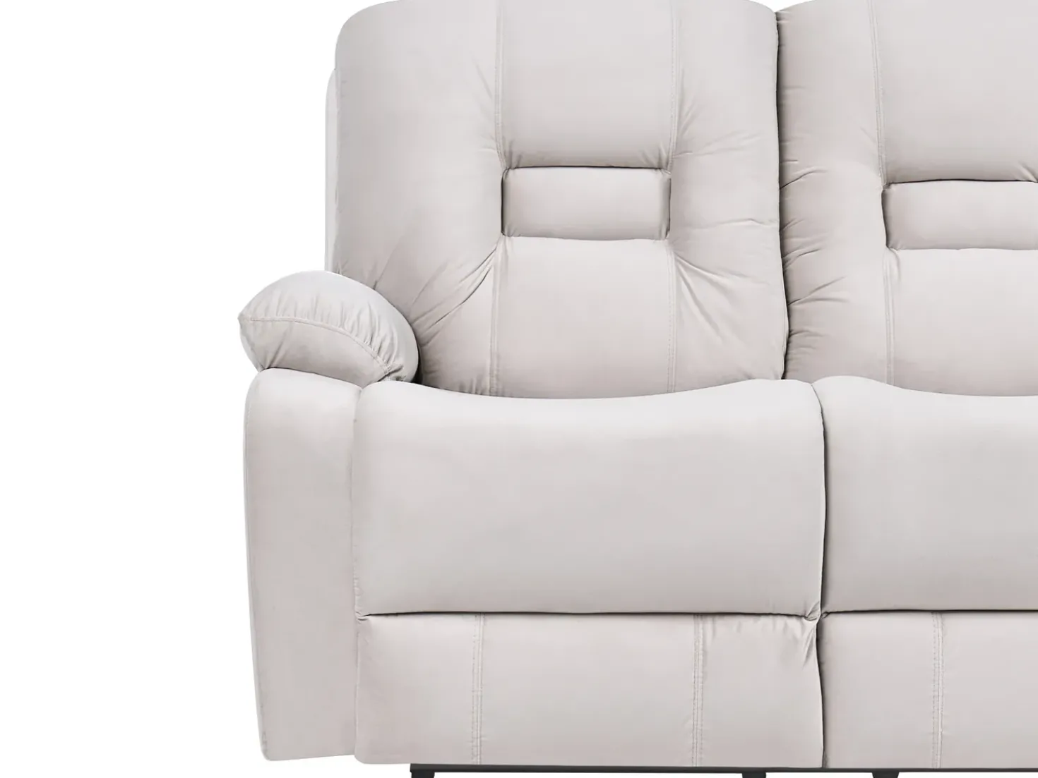Set da salotto reclinabile elettrico 6 posti BERGEN Velluto Beige chiaro con porta USB