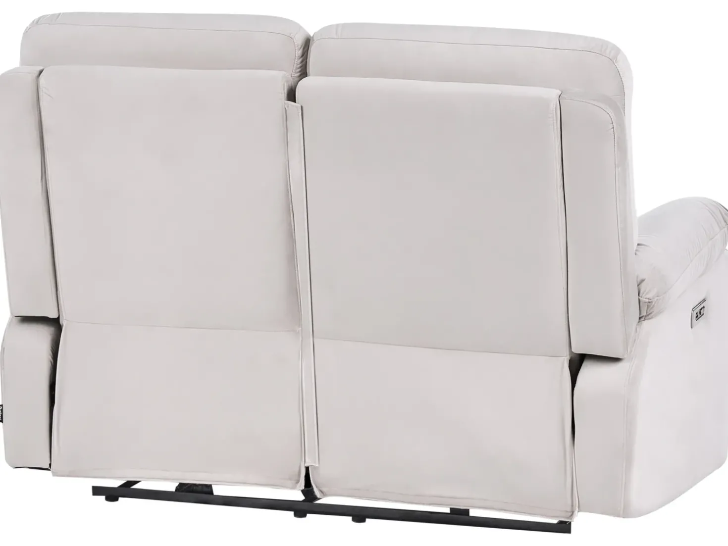 Set da salotto reclinabile elettrico 6 posti BERGEN Velluto Beige chiaro con porta USB