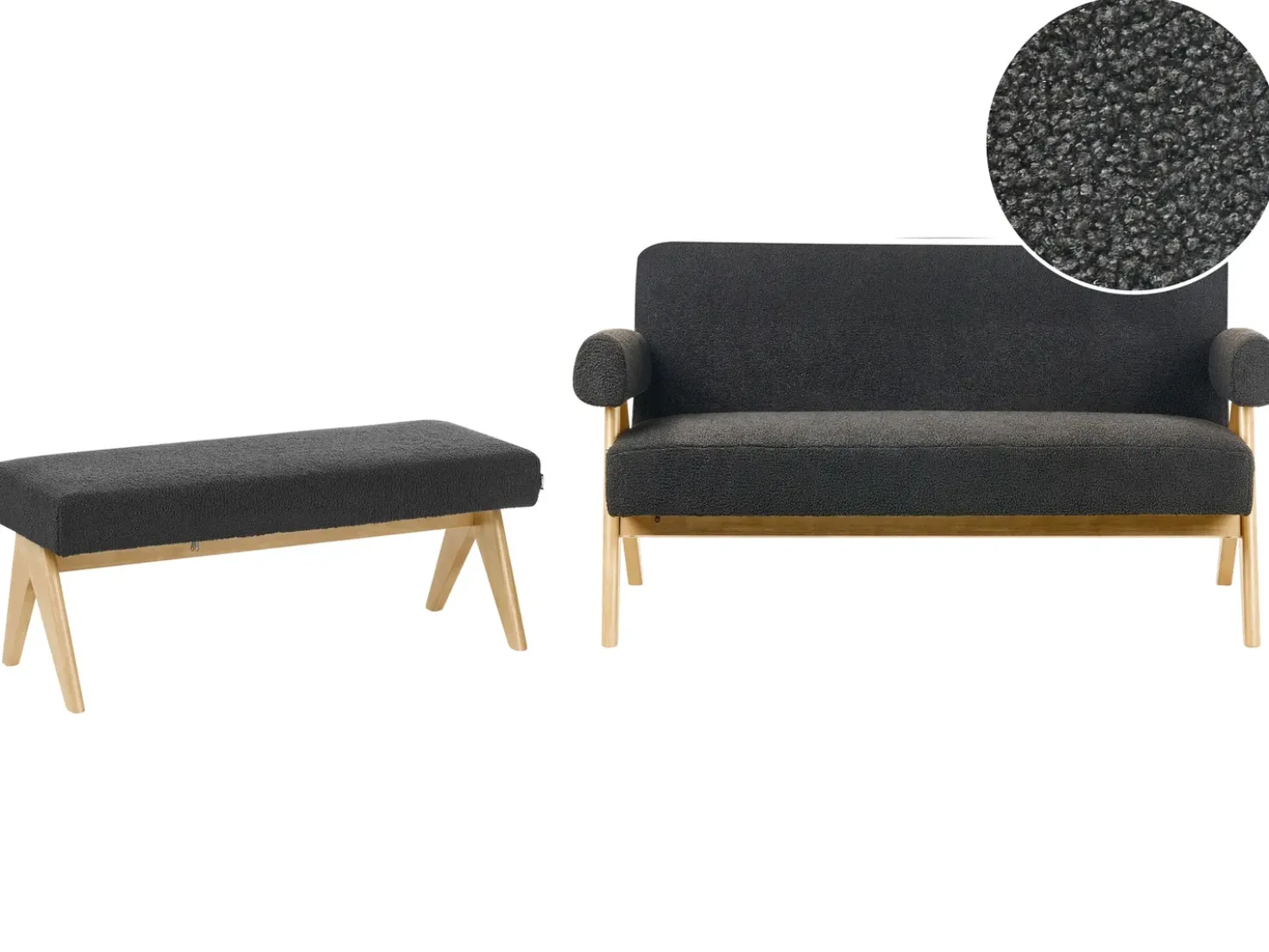 Set da salotto TAMRE Bouclé Nero/Marrone chiaro