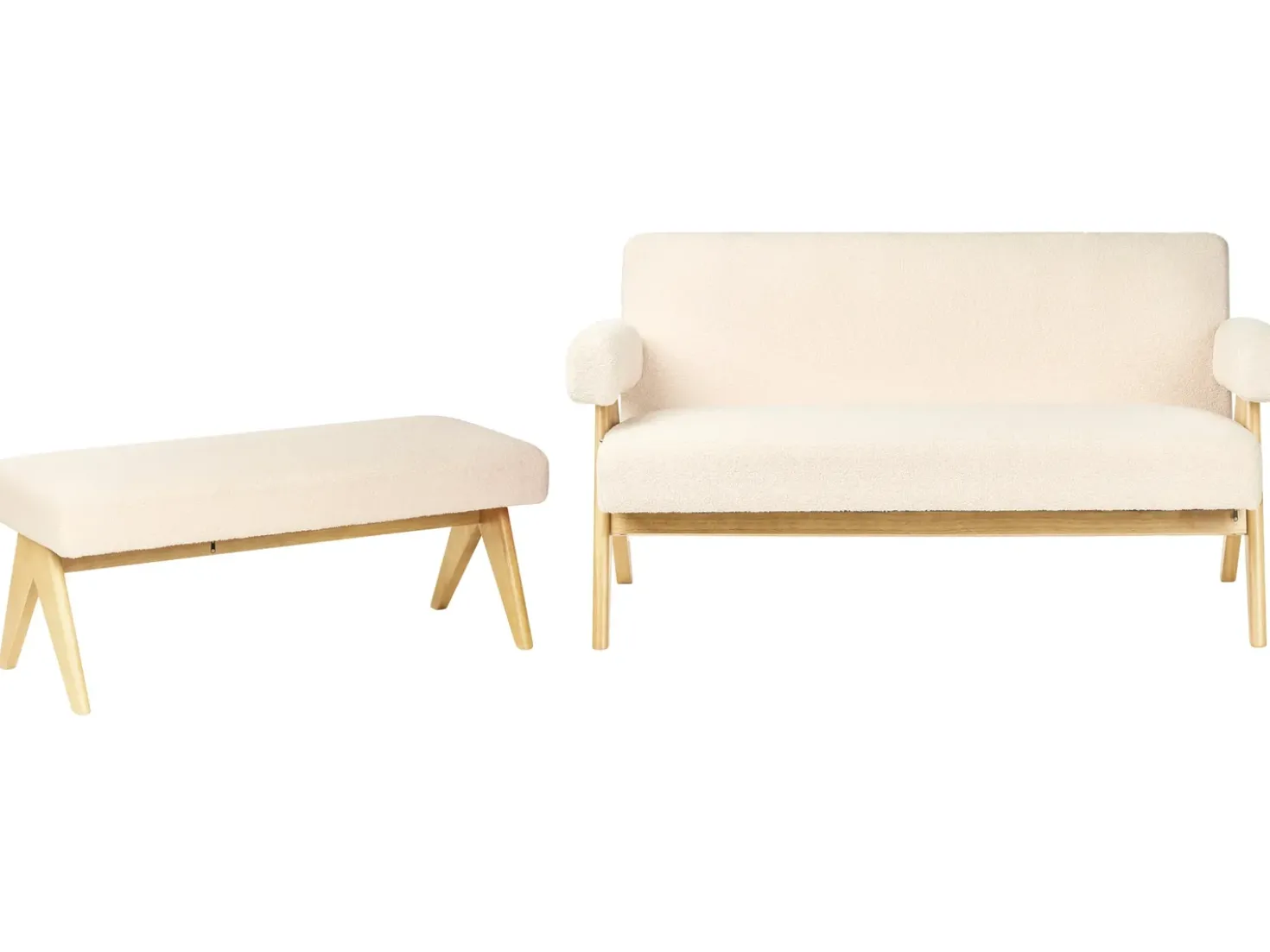 Set da salotto TAMRE Bouclé Bianco sporco/Marrone chiaro