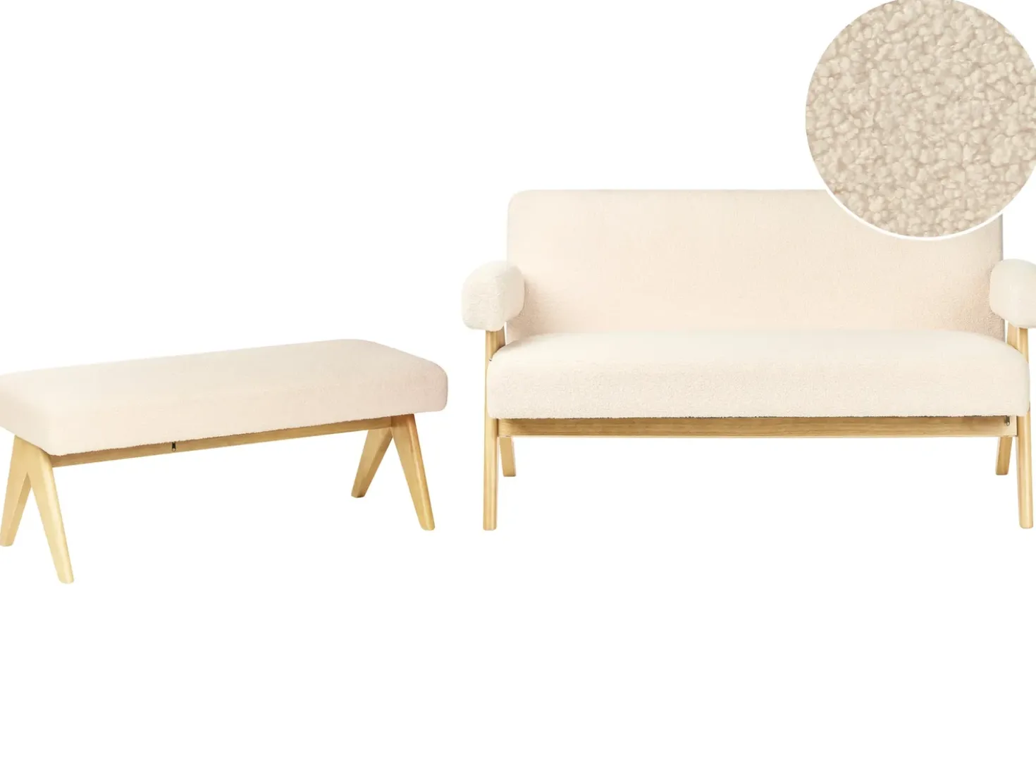 Set da salotto TAMRE Bouclé Bianco sporco/Marrone chiaro