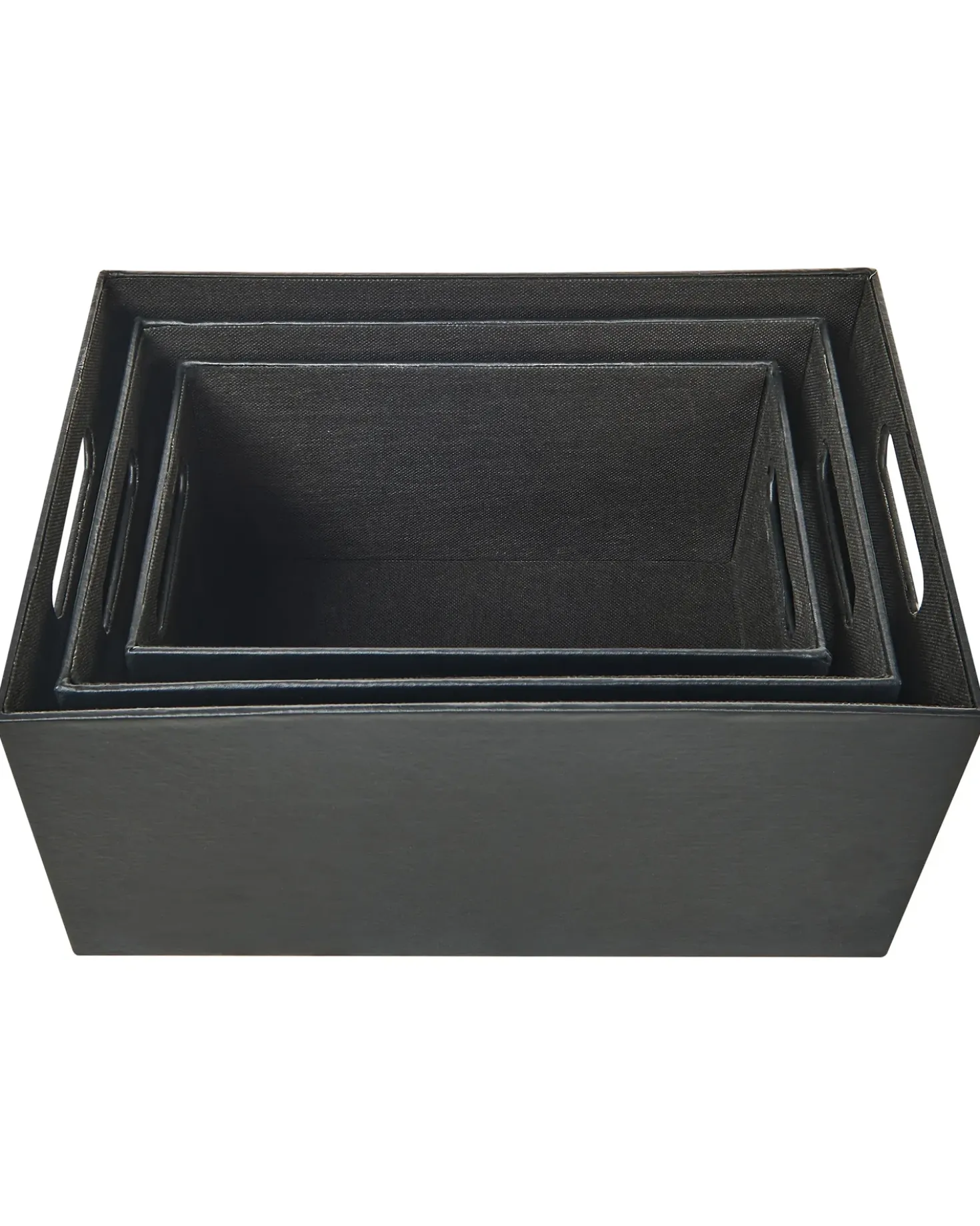 Set de 3 cutii LARSA Pelle sintetica Grigio grafite