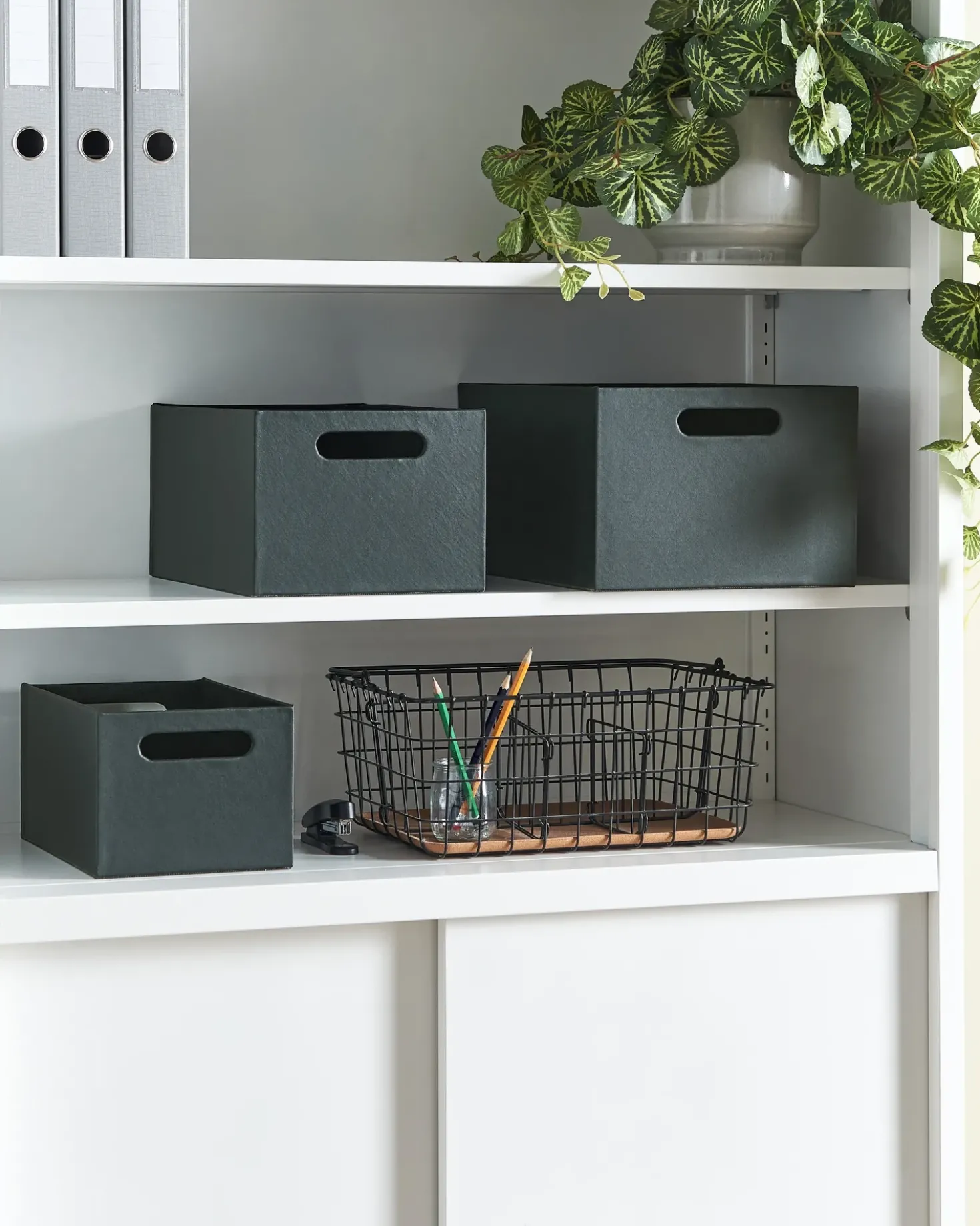Set de 3 cutii LARSA Pelle sintetica Grigio grafite