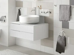 Set di 6 accessori da bagno POCONE con barre e ganci per asciugamani Argento
