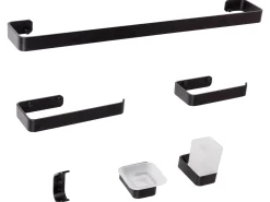Set di 6 accessori da bagno ZORRITOS con barre e ganci per asciugamani Metallo Nero