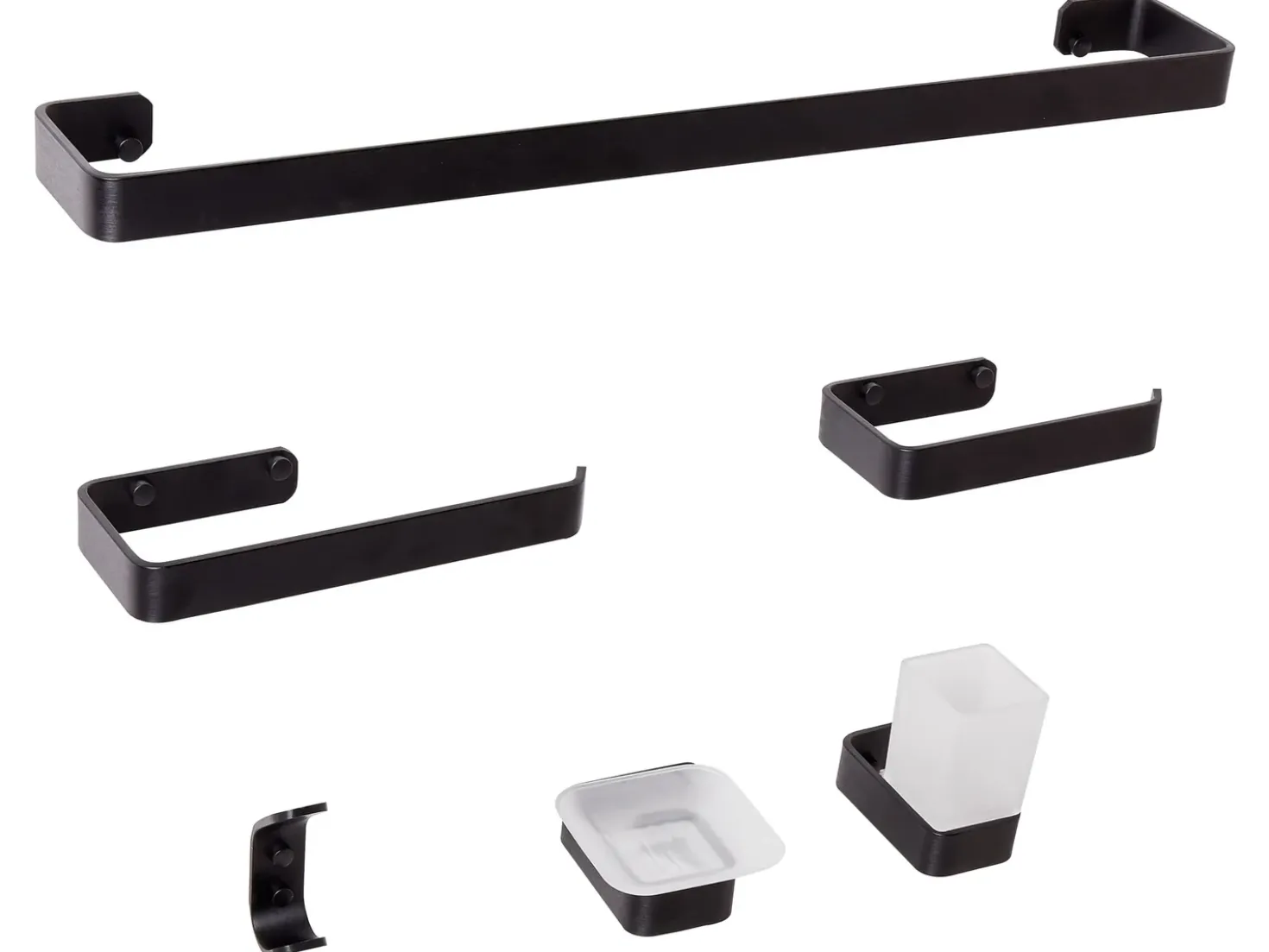 Set di 6 accessori da bagno ZORRITOS con barre e ganci per asciugamani Metallo Nero