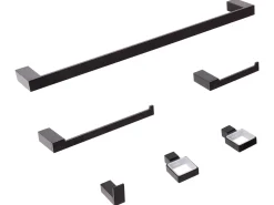Set di 6 accessori da bagno TUMACO con barre e ganci per asciugamani Nero