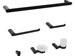 Set di 6 accessori da bagno PARACAS con barre e ganci per asciugamani Nero