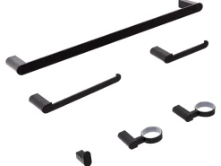 Set di 6 accessori da bagno PARACAS con barre e ganci per asciugamani Nero