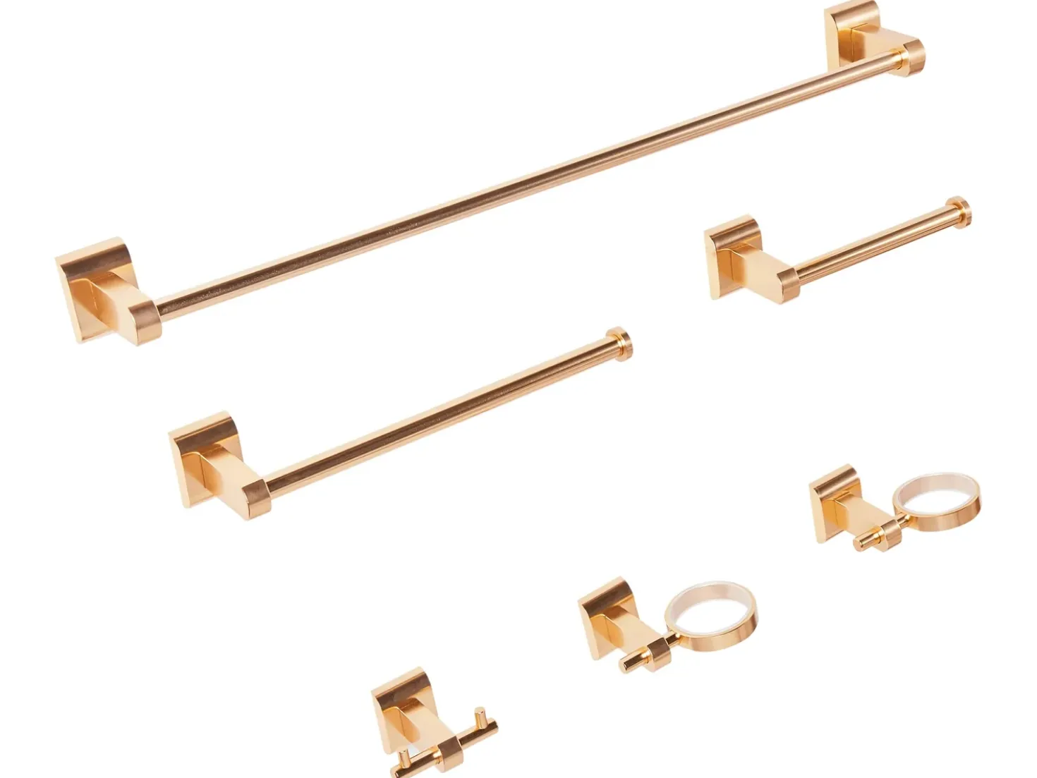 Set di 6 accessori da bagno TALARA con barre e ganci per asciugamani Oro