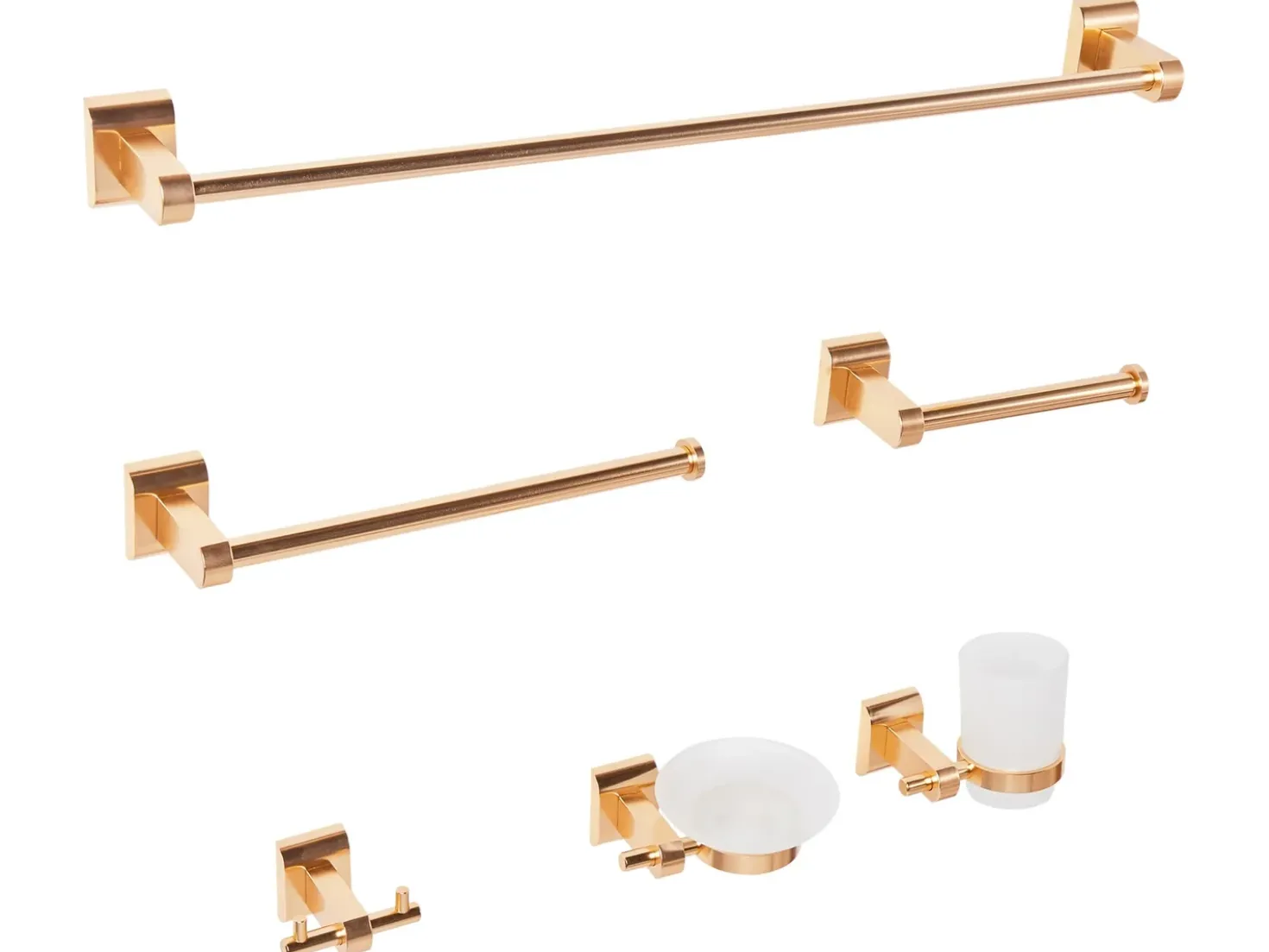 Set di 6 accessori da bagno TALARA con barre e ganci per asciugamani Oro