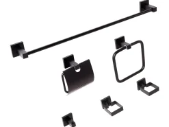 Set di 6 accessori da bagno UVITA con barre e ganci per asciugamani Nero