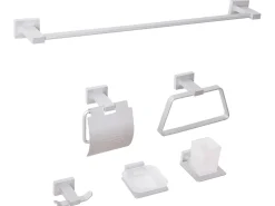 Set di 6 accessori da bagno RIOHACHA con barre e ganci per asciugamani Argento