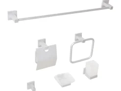 Set di 6 accessori da bagno UVITA con barre e ganci per asciugamani Argento