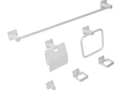 Set di 6 accessori da bagno UVITA con barre e ganci per asciugamani Argento