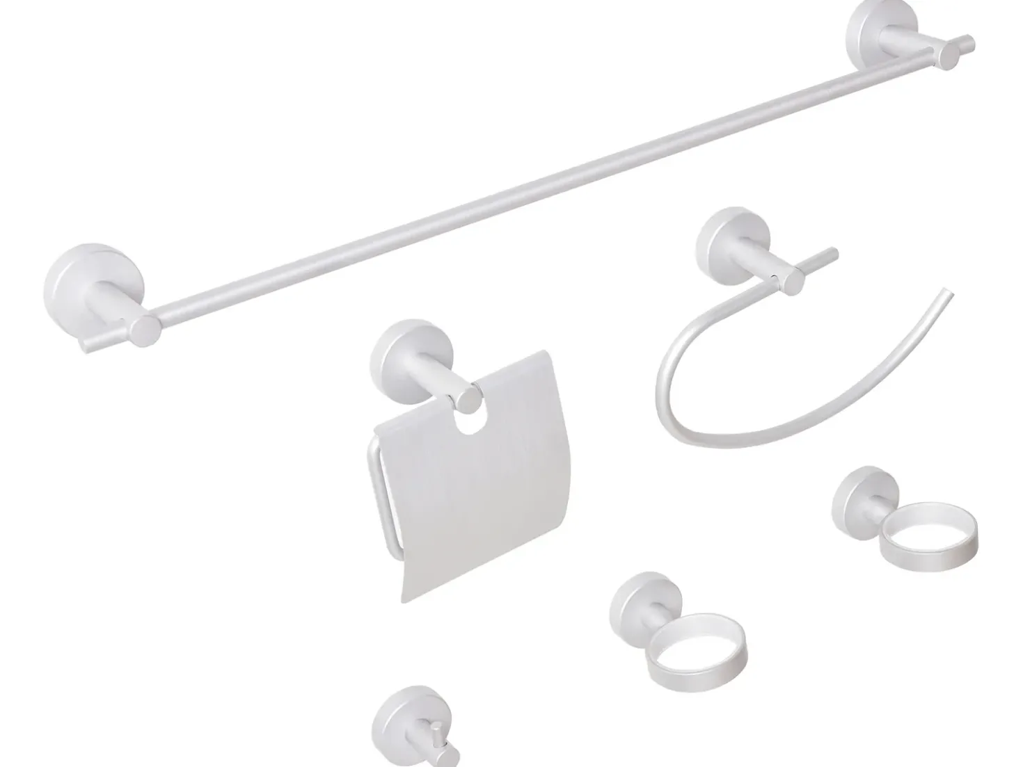 Set di 6 accessori da bagno ZARUMA con barre e ganci per asciugamani Argento