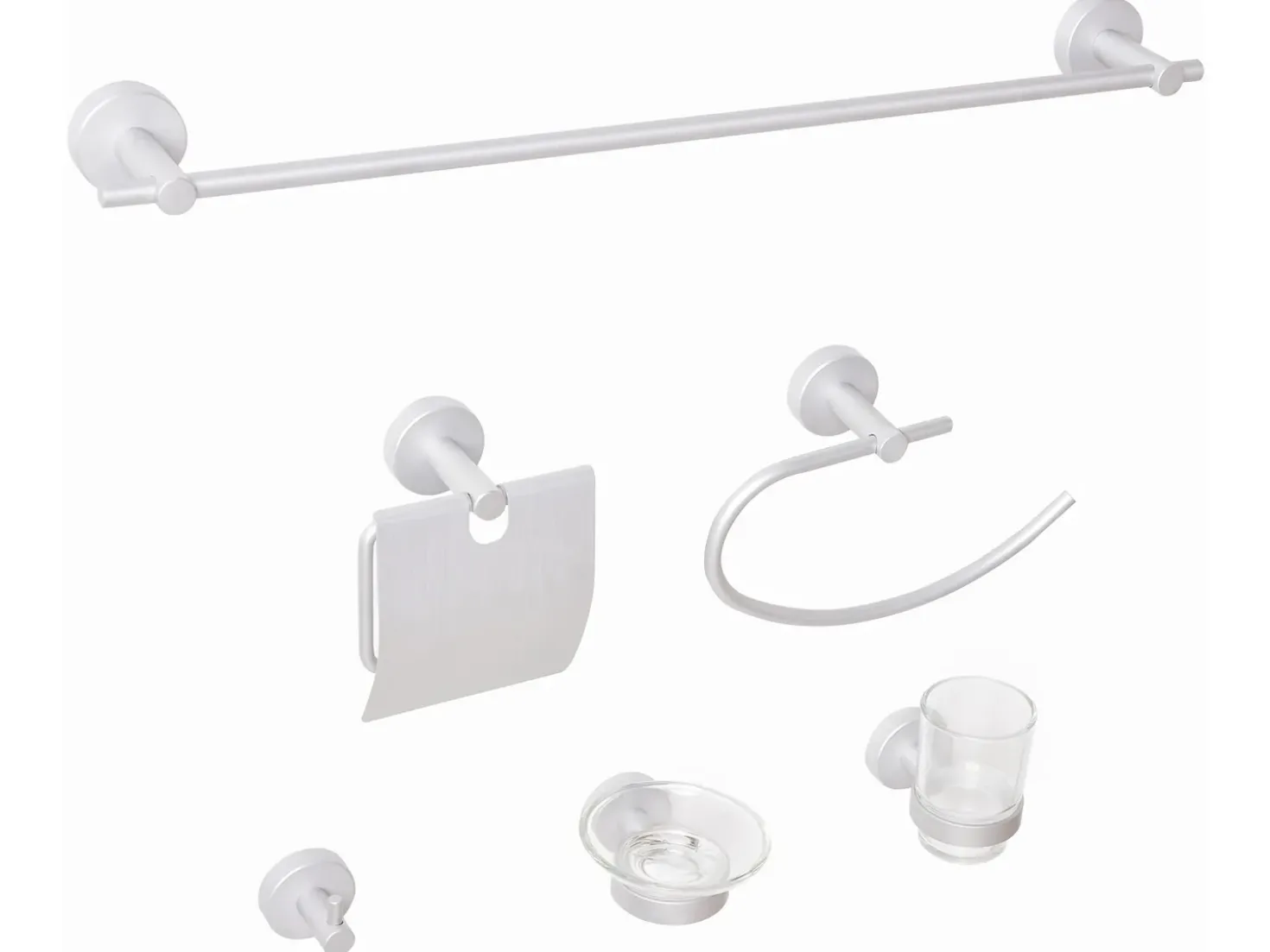 Set di 6 accessori da bagno ZARUMA con barre e ganci per asciugamani Argento