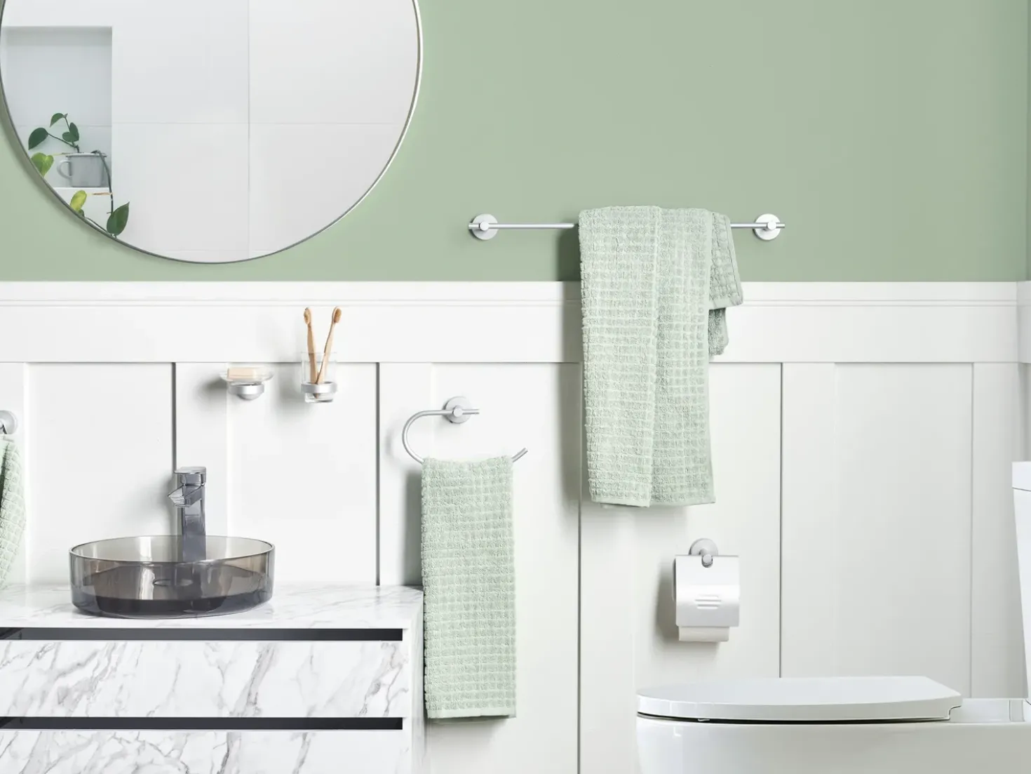 Set di 6 accessori da bagno ZARUMA con barre e ganci per asciugamani Argento