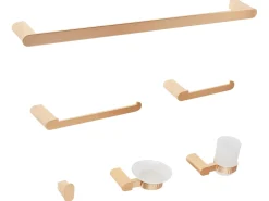 Set di 6 accessori da bagno PARACAS con barre e ganci per asciugamani Oro