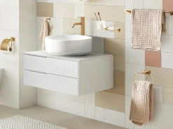 Set di 6 accessori da bagno RIOHACHA con barre e ganci per asciugamani Oro