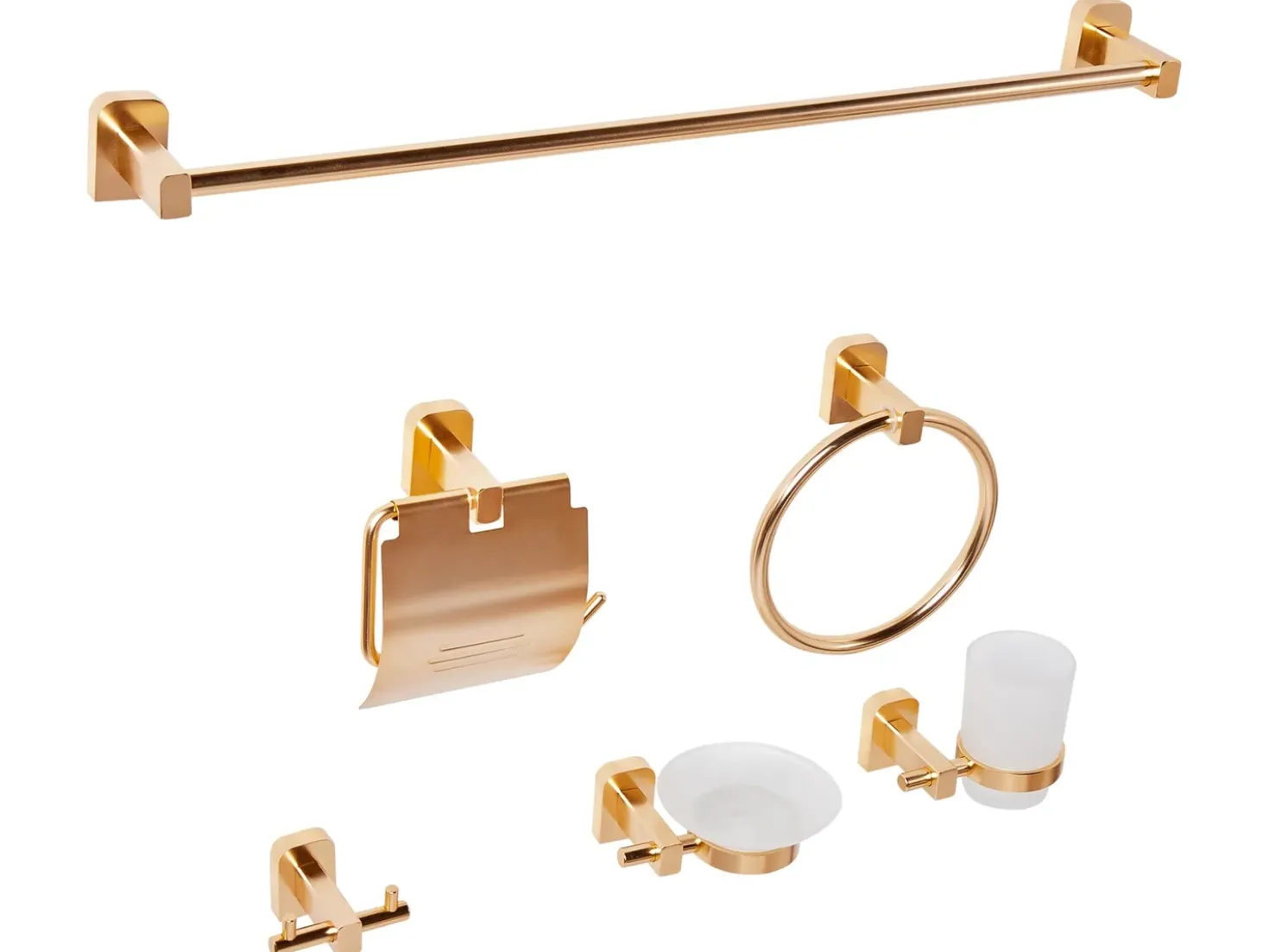 Set di 6 accessori da bagno POCONE con barre e ganci per asciugamani Oro