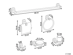 Set di 6 accessori da bagno POCONE con barre e ganci per asciugamani Oro