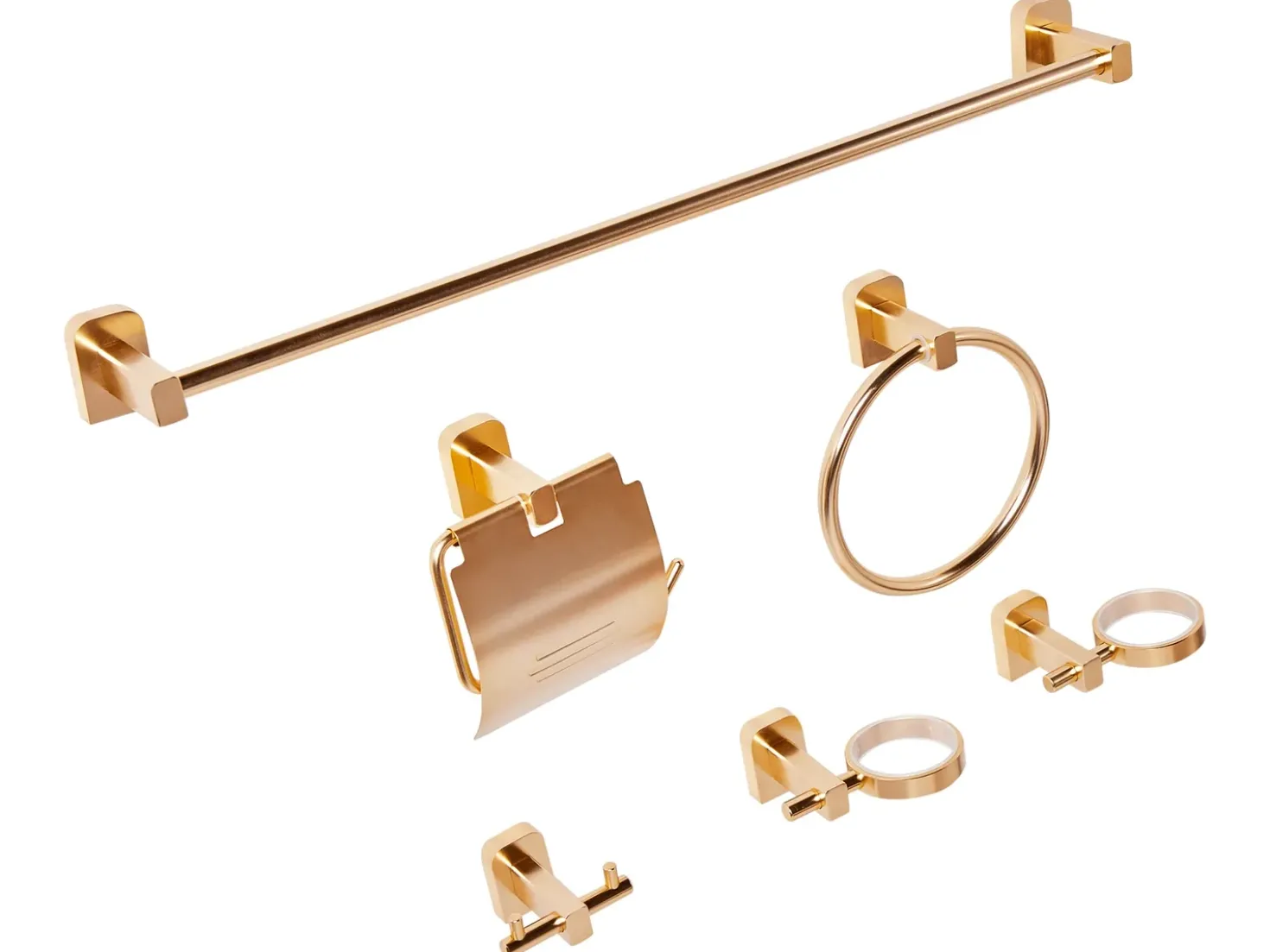 Set di 6 accessori da bagno POCONE con barre e ganci per asciugamani Oro