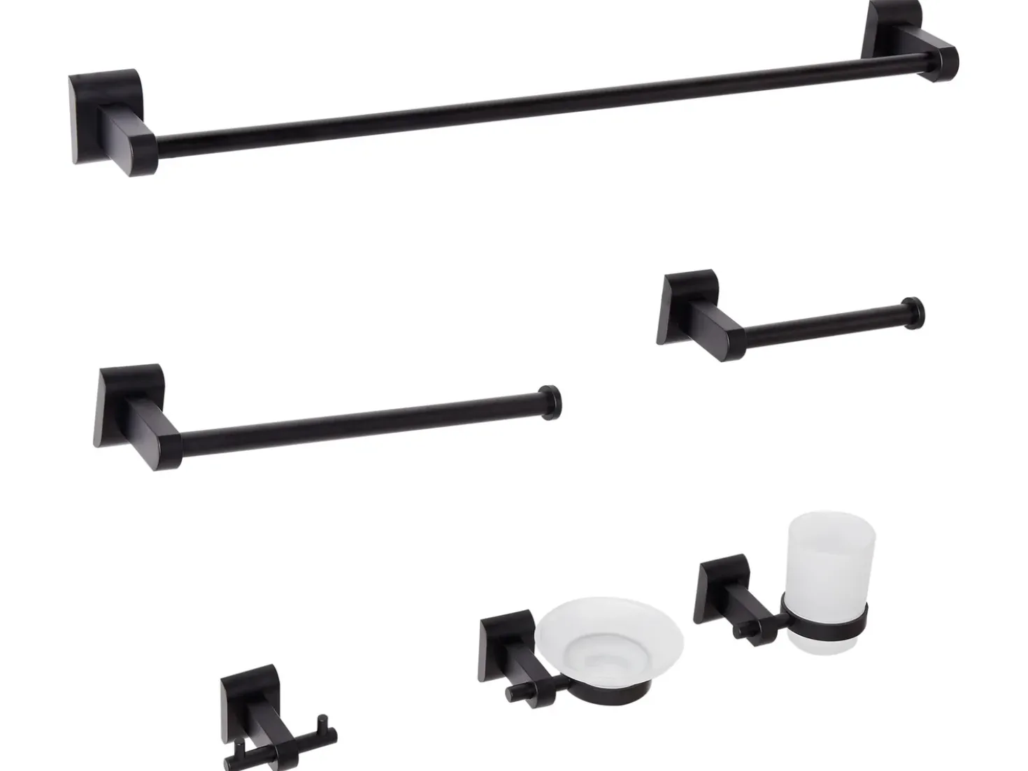 Set di 6 accessori da bagno TALARA con barre e ganci per asciugamani Nero