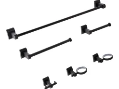 Set di 6 accessori da bagno TALARA con barre e ganci per asciugamani Nero
