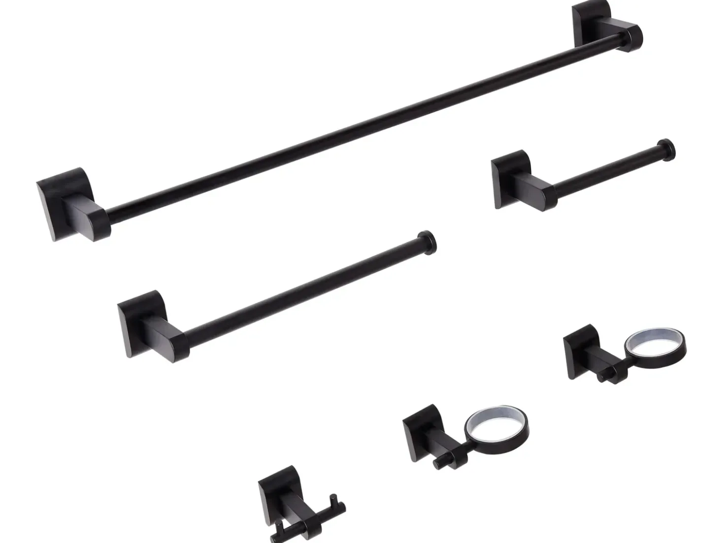 Set di 6 accessori da bagno TALARA con barre e ganci per asciugamani Nero