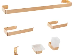 Set di 6 accessori da bagno ZORRITOS con barre e ganci per asciugamani Metallo Oro
