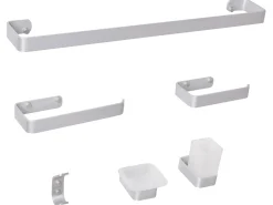 Set di 6 accessori da bagno ZORRITOS con barre e ganci per asciugamani Metallo Argento