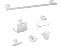 Set di 6 accessori da bagno TOCOPILLA con barre e ganci per asciugamani Argento
