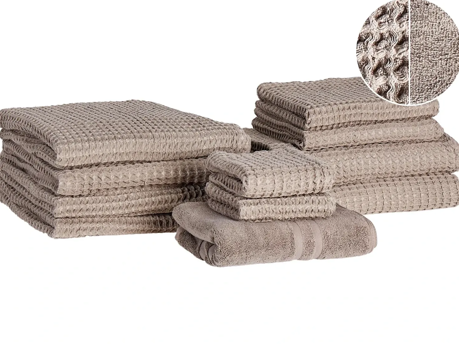 Set di 11 asciugamani AREORA Cotone Tortora