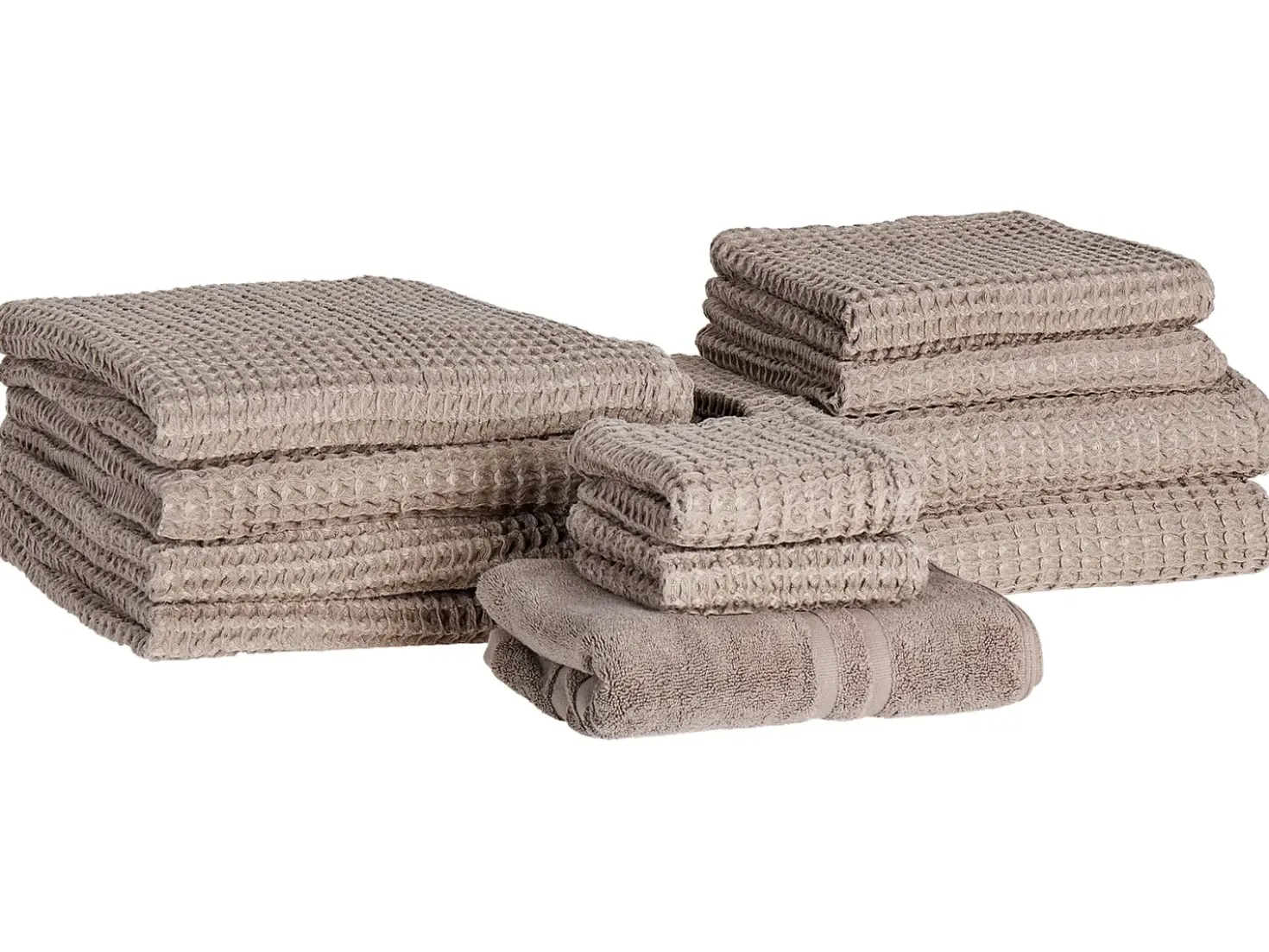 Set di 11 asciugamani AREORA Cotone Tortora
