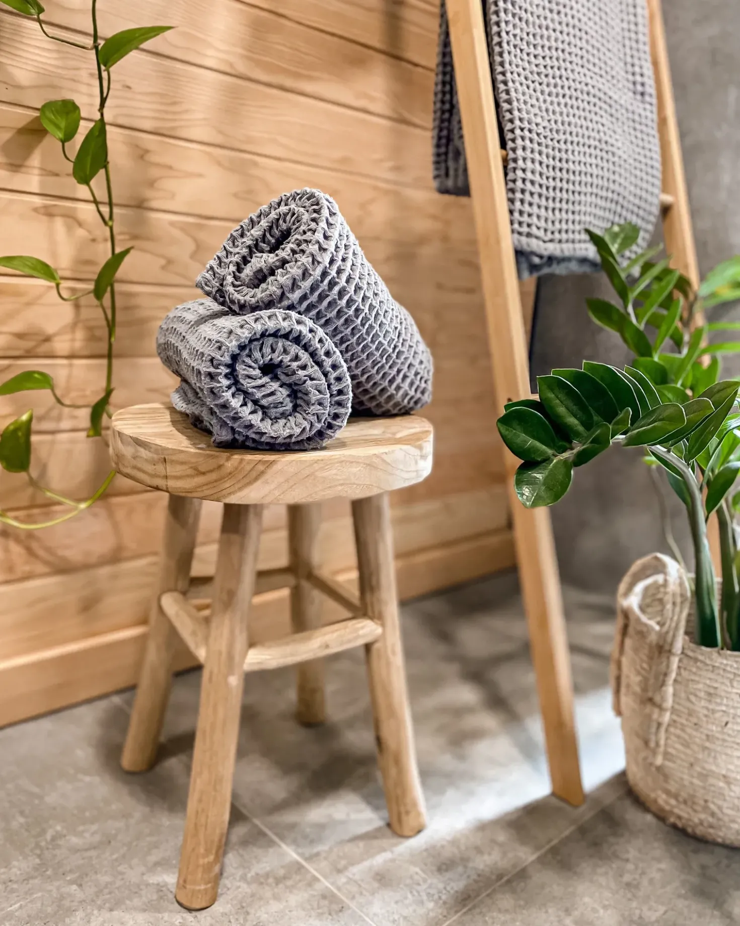 Set di 4 asciugamani AREORA Cotone Grigio chiaro