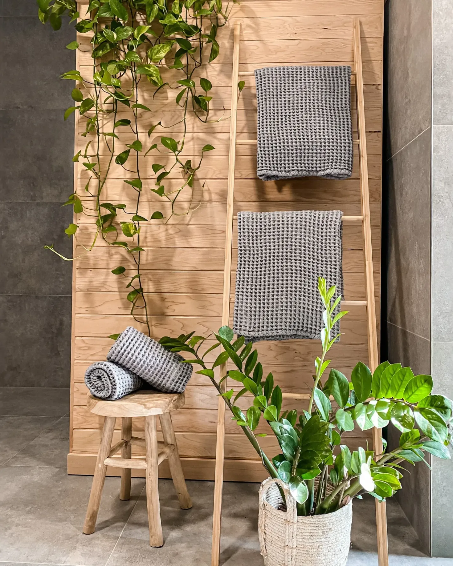 Set di 4 asciugamani AREORA Cotone Grigio chiaro