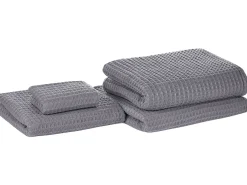 Set di 4 asciugamani AREORA Cotone Grigio chiaro