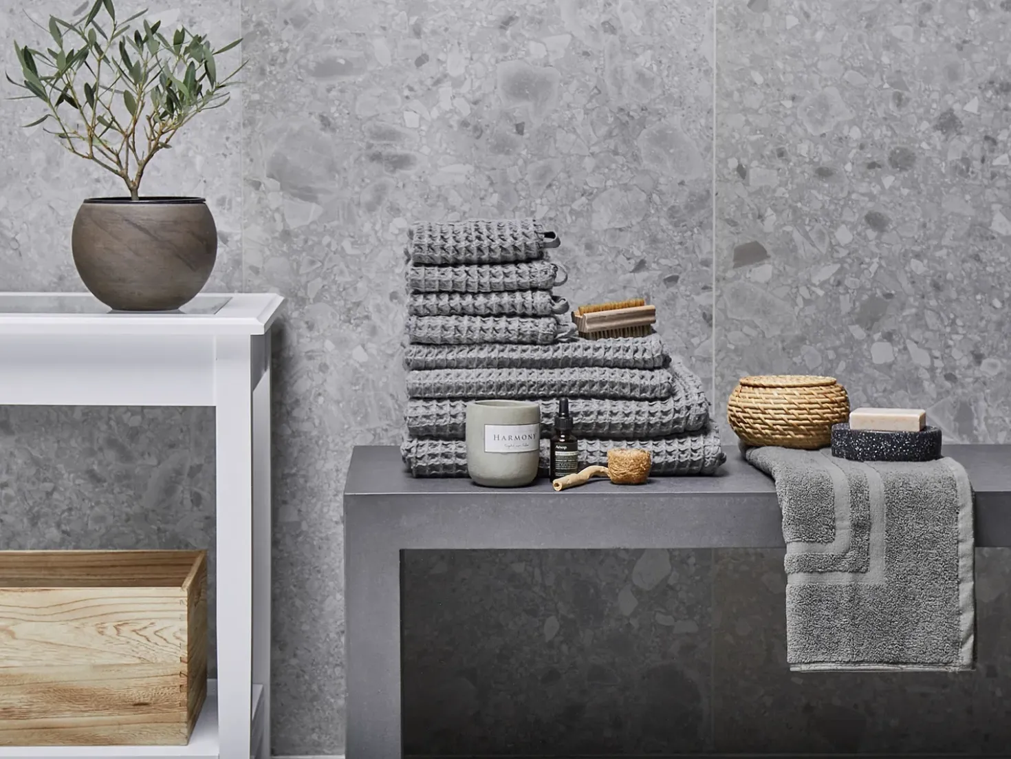 Set di 9 asciugamani AREORA Cotone Grigio chiaro